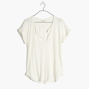 Madewell Turntable Split Neck Tee In White Size XX